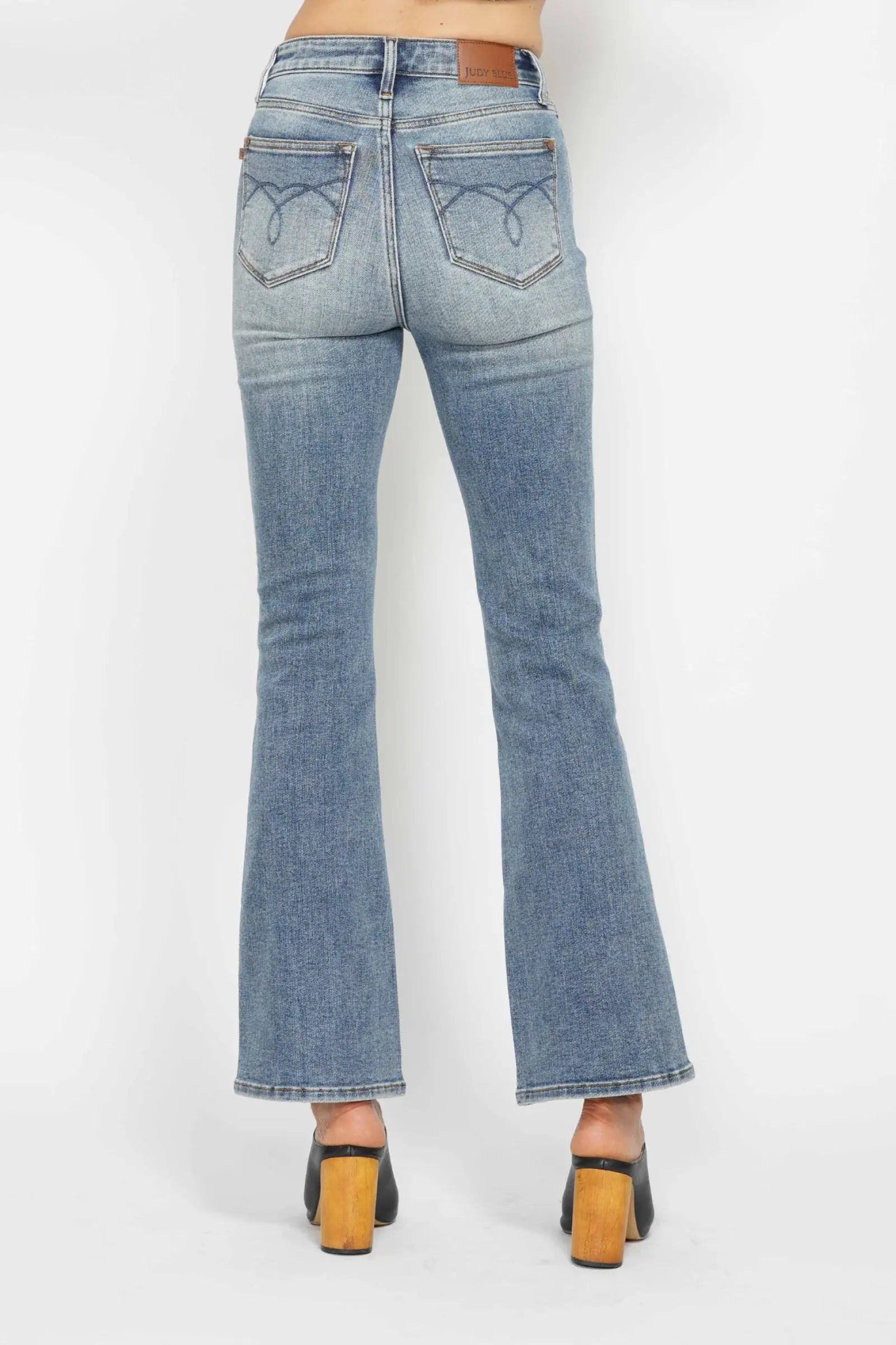 Judy Blue Full Size Tummy Control Back Embroidered Pocketed Bootcut Jeans Plus Size - Trendsi - Flyclothing LLC