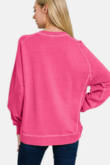 Zenana Full Size Pigment Dyed French Terry Sweatshirt - Trendsi - Flyclothing LLC