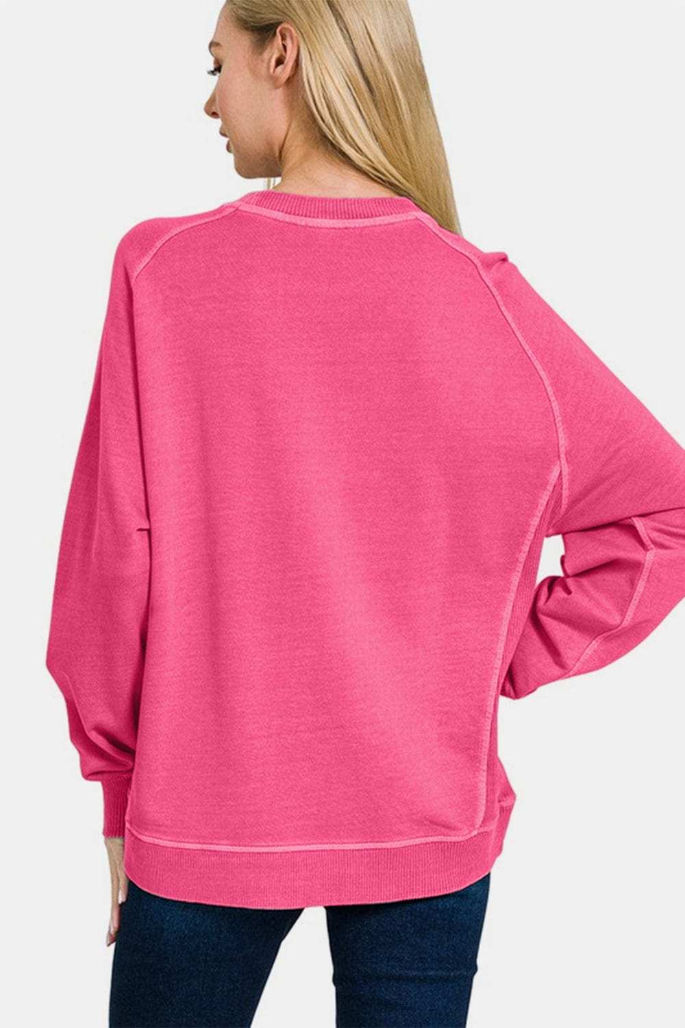 Zenana Full Size Pigment Dyed French Terry Sweatshirt - Trendsi - Flyclothing LLC