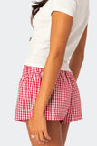 Plaid Elastic Waist Shorts - Trendsi