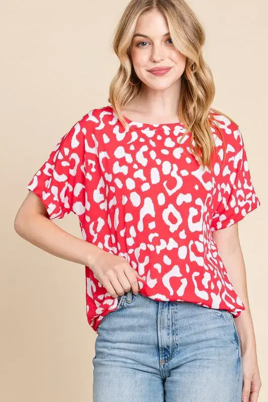 BOMBOM Animal Print Stretchy T-Shirt - Trendsi - Flyclothing LLC