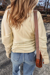 Waffle-Knit Round Neck Long Sleeve Top - Trendsi - Flyclothing LLC