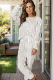 Round Neck Long Sleeve Top and Pants Lounge Set - Trendsi - Flyclothing LLC