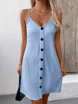 Textured V-Neck Sleeveless Mini Cami Dress - Trendsi - Flyclothing LLC