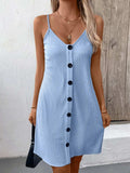 Textured V-Neck Sleeveless Mini Cami Dress - Trendsi - Flyclothing LLC