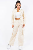 American Bazi Laced Back Cropped Jacket - Trendsi