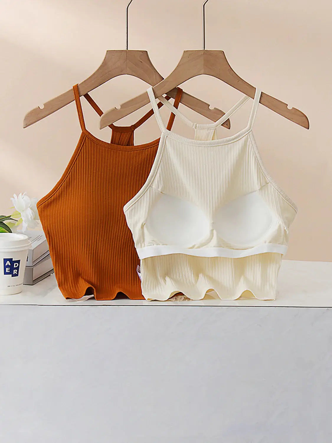 Grecian Neck Cropped Tank with Chest Pads - Trendsi - Flyclothing LLC