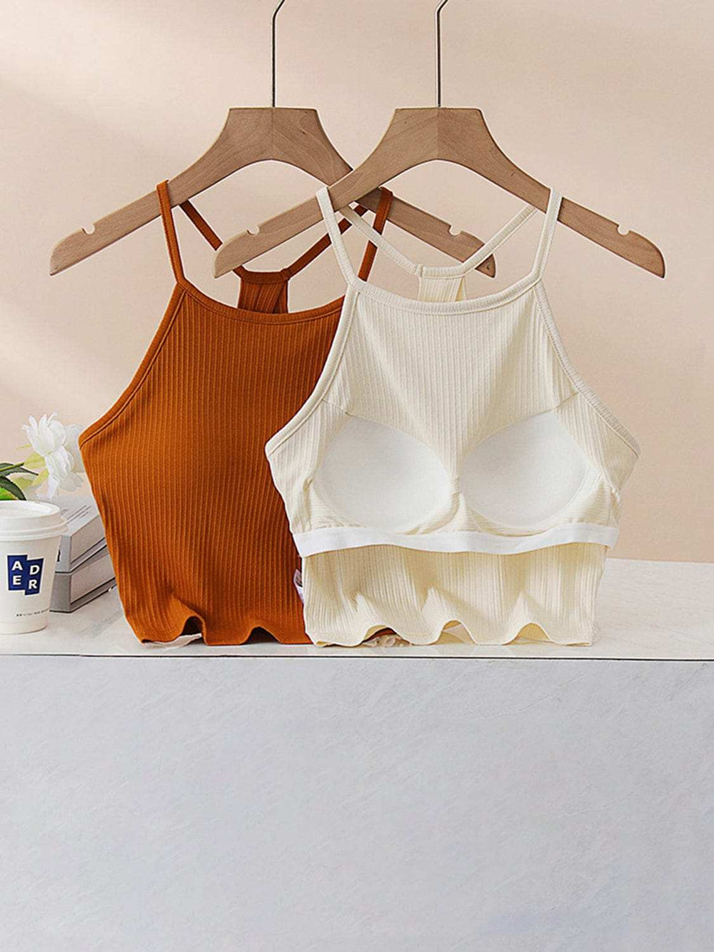 Grecian Neck Cropped Tank with Chest Pads - Trendsi - Flyclothing LLC