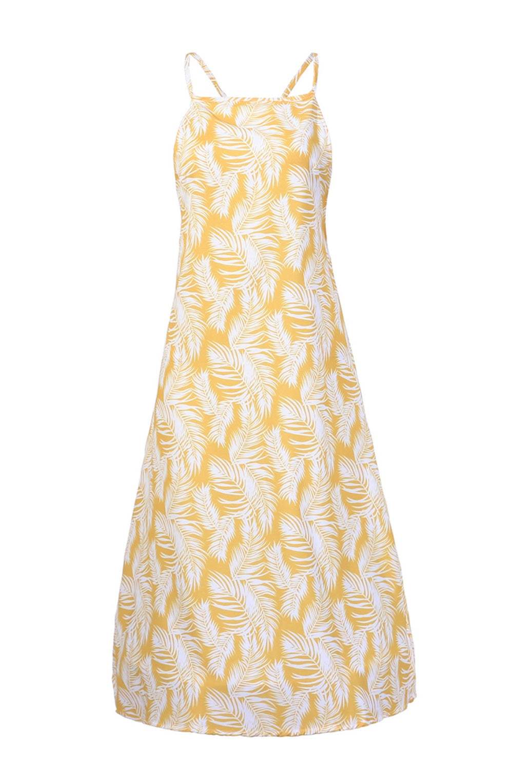 Slit Crisscross Printed Sleeveless Cami Dress - Trendsi - Flyclothing LLC