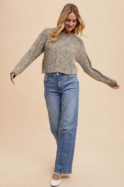 Annie Wear Decorative Seams Wide Leg Jeans - Trendsi - Flyclothing LLC