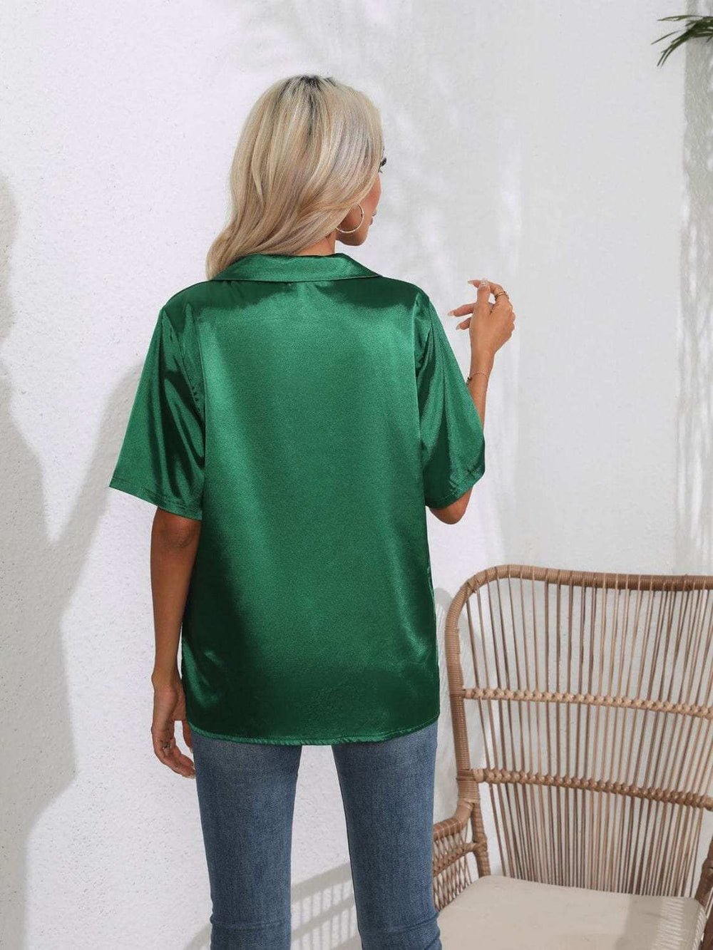 Button Down Short Sleeve Shirt - Trendsi - Flyclothing LLC