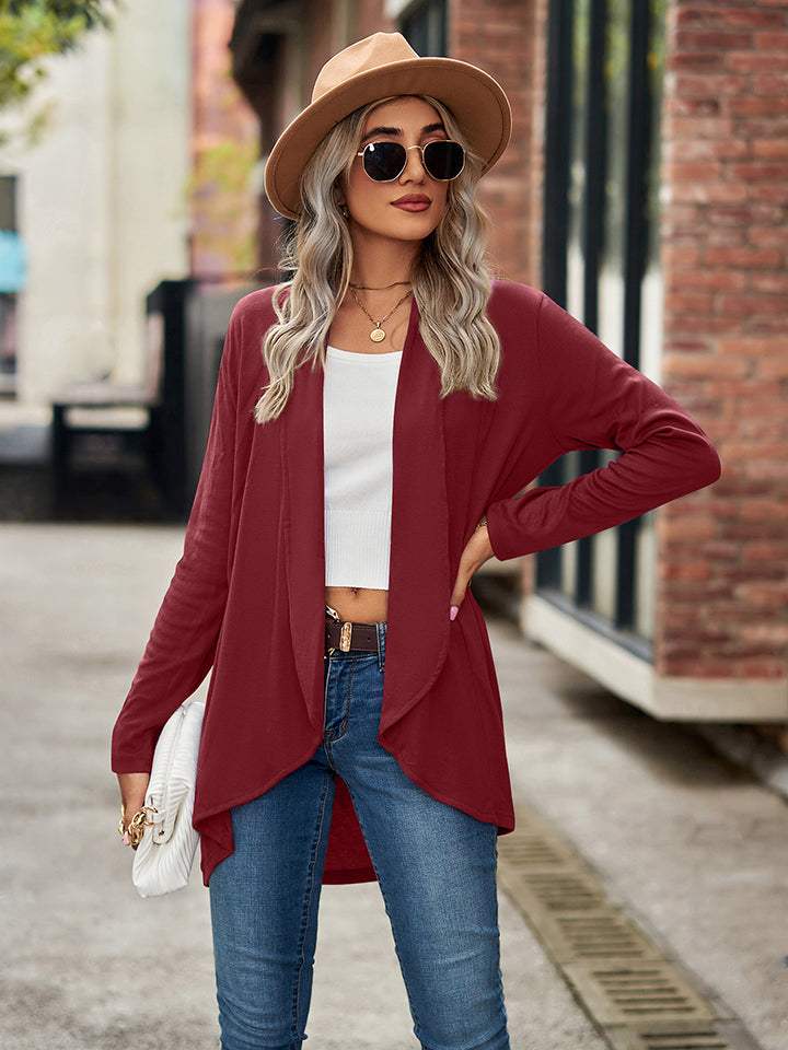 Open Front Long Sleeve Cardigan - Trendsi - Flyclothing LLC