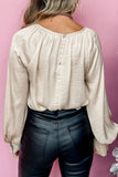 Sequin Round Neck Long Sleeve Blouse - Trendsi