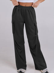 Elastic Waist Wide Leg Pants with Pockets - Trendsi