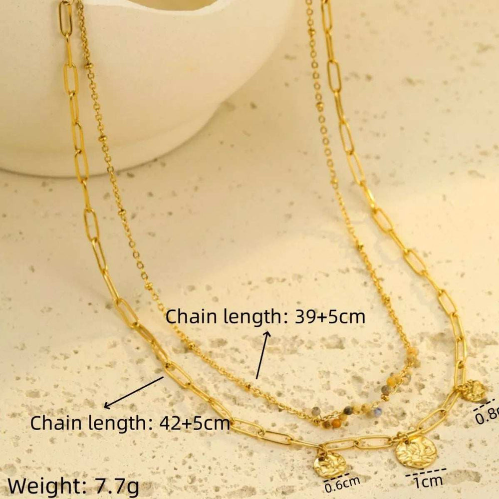 18K Gold-Plated Double-Layered Necklace - Trendsi - Flyclothing LLC