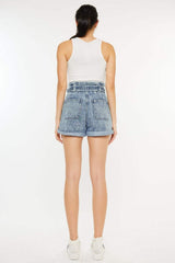Kancan Ultra High Rise Paperbag Denim Shorts - Trendsi - Flyclothing LLC