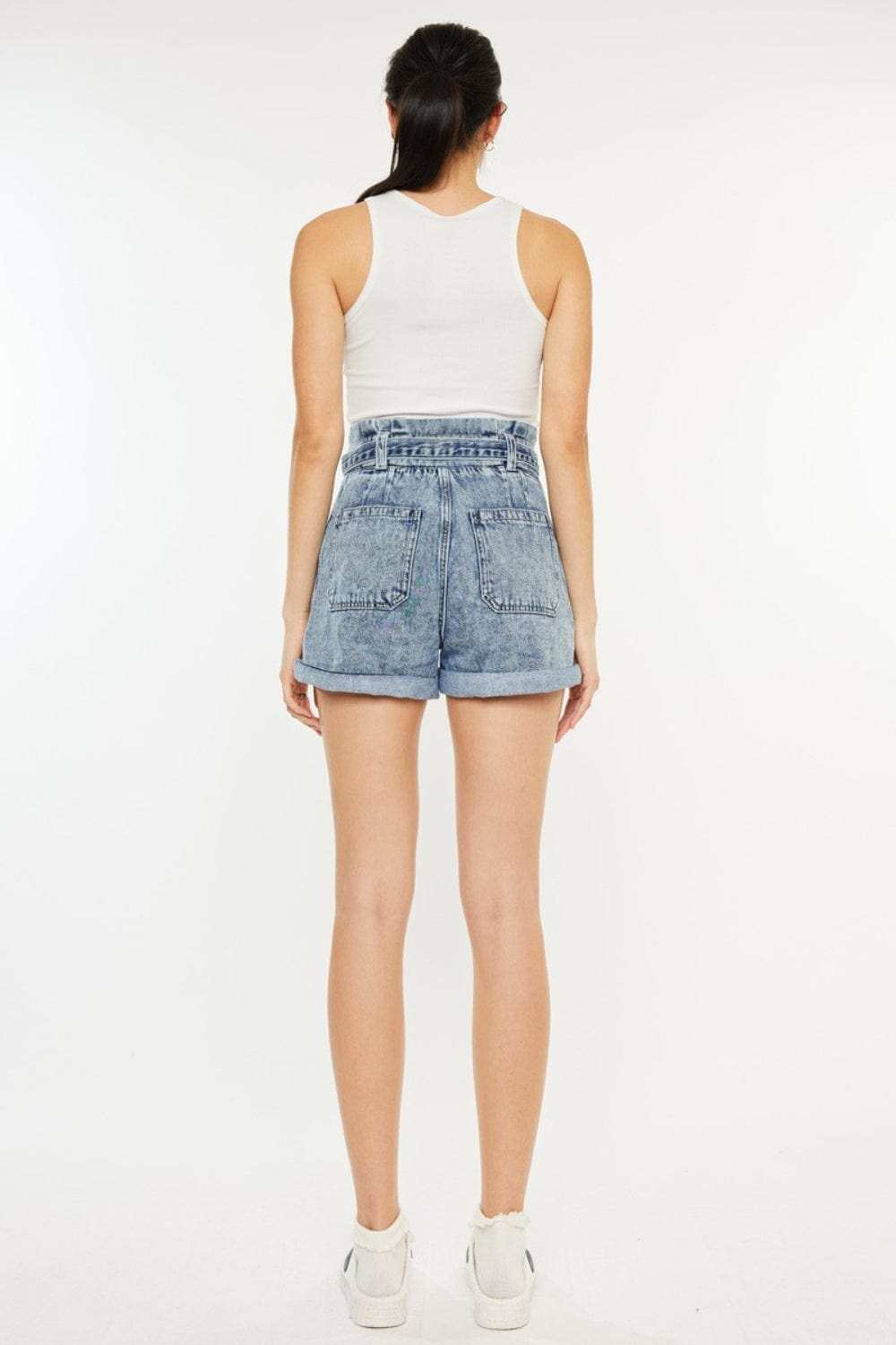 Kancan Ultra High Rise Paperbag Denim Shorts - Trendsi - Flyclothing LLC