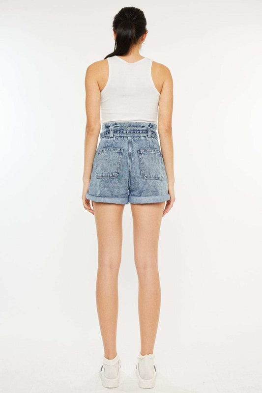 Kancan Ultra High Rise Paperbag Denim Shorts - Trendsi - Flyclothing LLC
