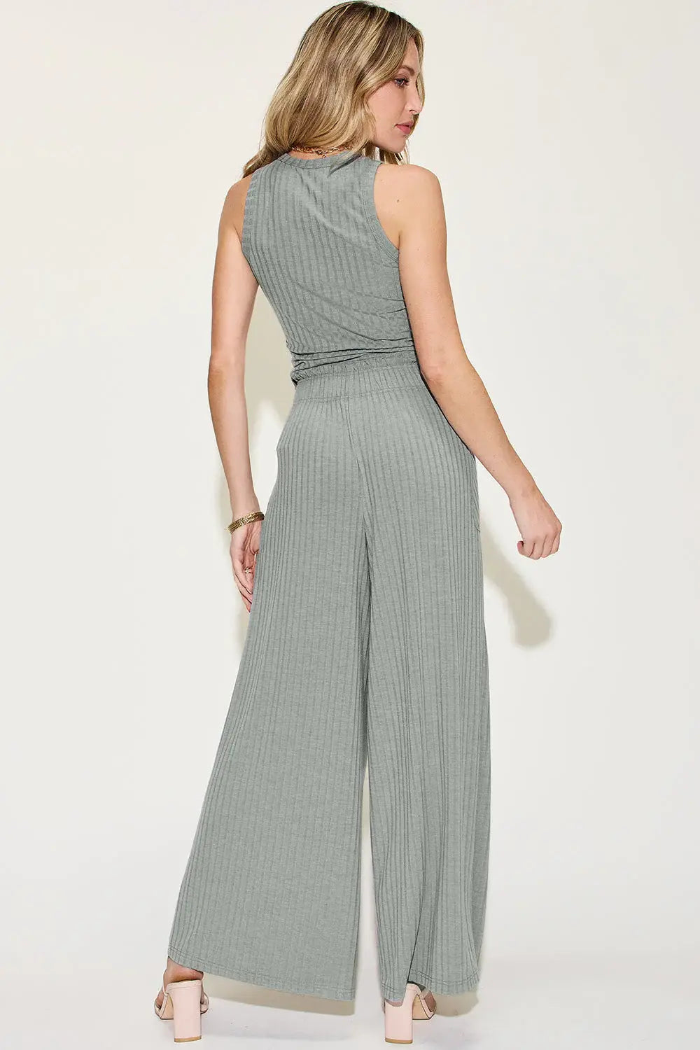 Basic Bae Full Size Ribbed Tank and Wide Leg Pants Set - ShopBasicbae - Flyclothing LLC