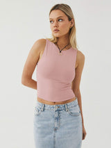 Round Neck Cropped Tank - Trendsi - Flyclothing LLC