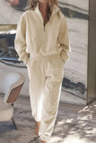 Half Zip Long Sleeve Top and Joggers Set - Trendsi - Flyclothing LLC