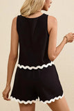Ricrac Trim Tank Top and Elastic Waist Shorts Set - Trendsi