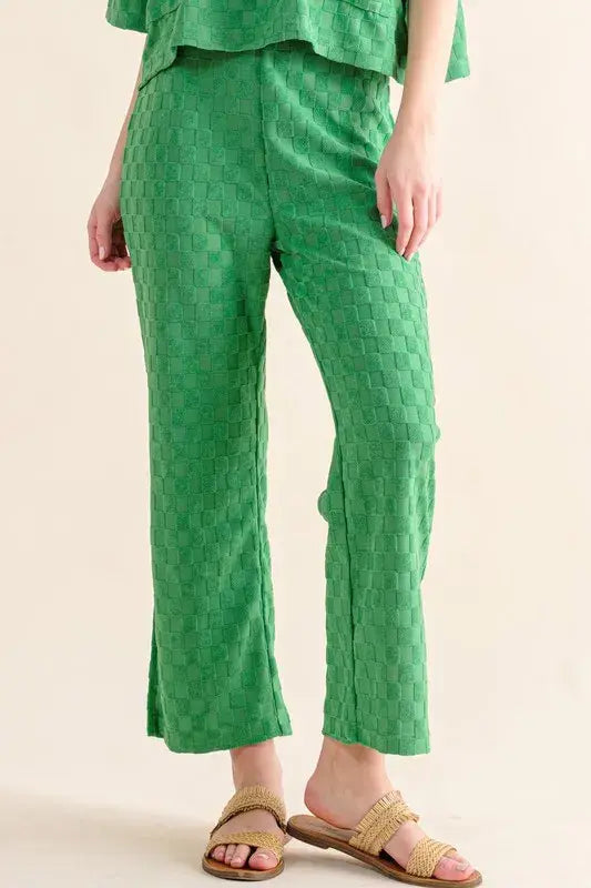 And The Why Brushed Texture Checker Board Pattern Casual Pants - Trendsi - Flyclothing LLC