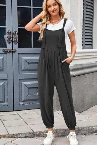 Lovelet Knotted Strap Overalls with Pockets - Trendsi - Flyclothing LLC