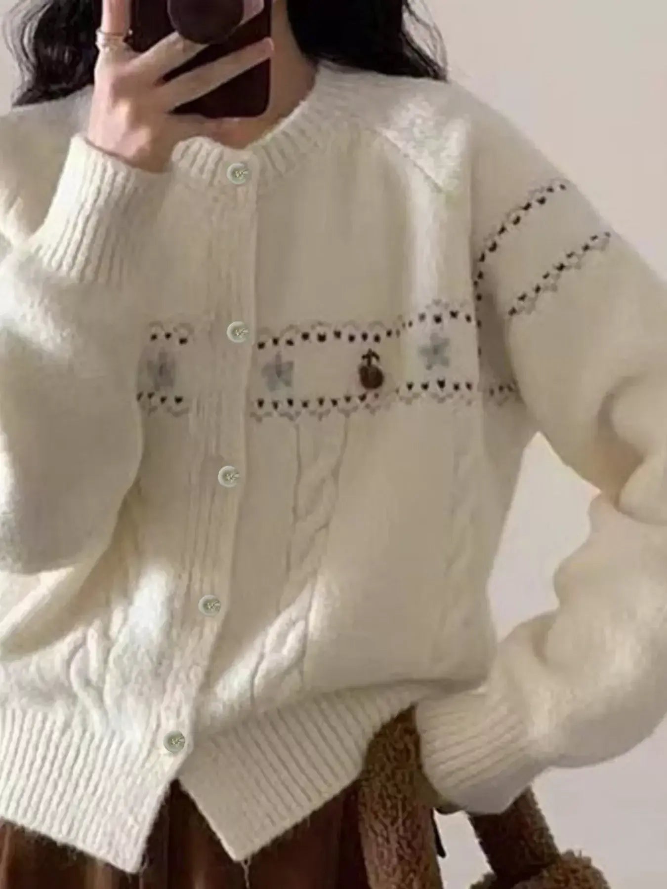 Cable Knit Button Up Cardigan - Trendsi - Flyclothing LLC