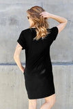 Basic Bae Bamboo Full Size Round Neck Short Sleeve Dress with Pockets - Trendsi