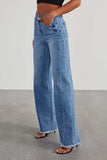 Raw Hem Wide Leg Jeans with Pockets - Trendsi - Flyclothing LLC