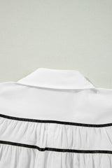 Ribbon Bowtie Collared Neck Flounce Sleeve Shirt - Trendsi - Flyclothing LLC
