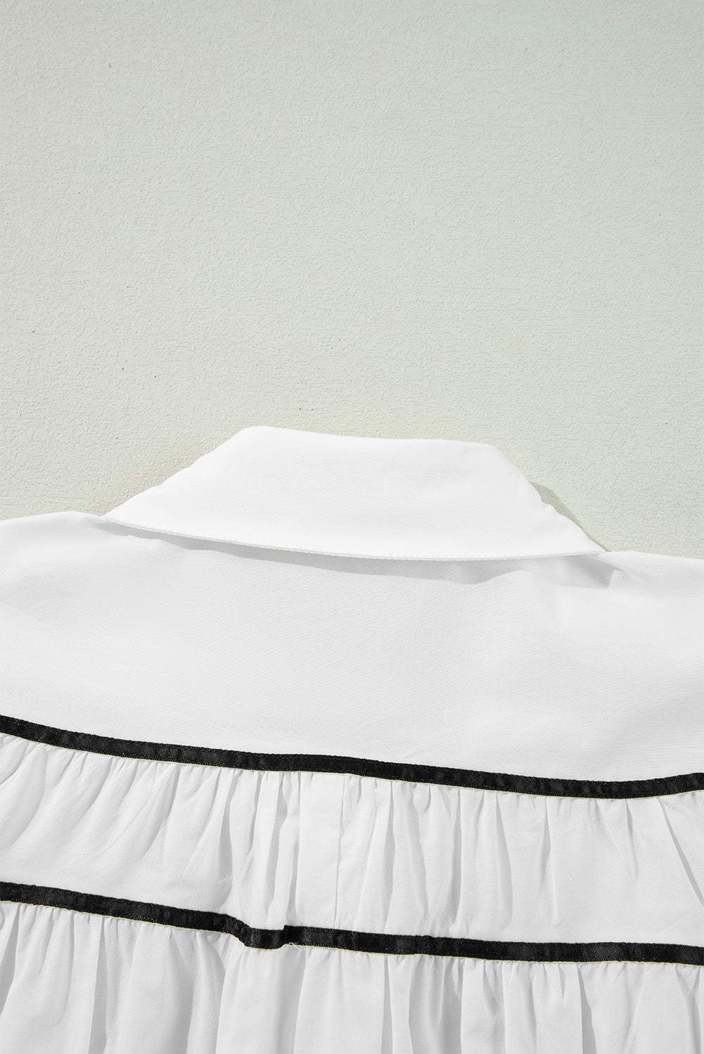 Ribbon Bowtie Collared Neck Flounce Sleeve Shirt - Trendsi - Flyclothing LLC