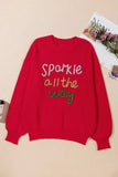 Plus Size Contrast Letter Round Neck Long Sleeve Sweater - Trendsi - Flyclothing LLC