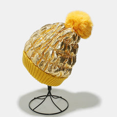 Thermal Knit Hat with Pompom - Trendsi