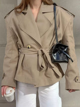 Chic Double-Breasted Belted Trench Coat - Trendsi - Flyclothing LLC