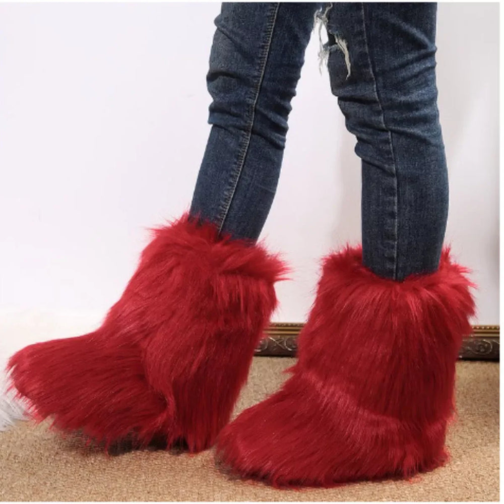 Faux Fur Winter Boots - Trendsi - Flyclothing LLC