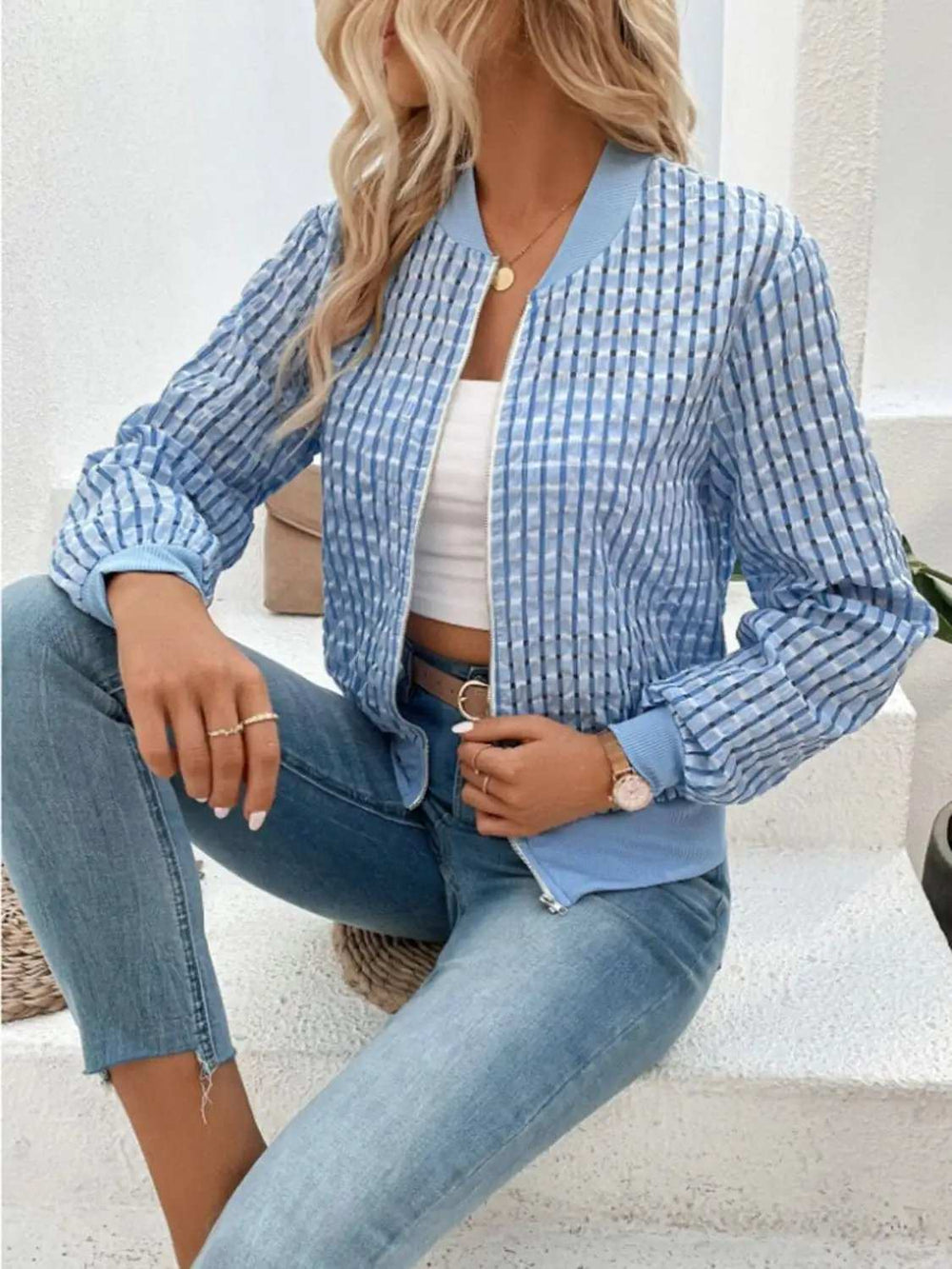 Zip Up Long Sleeve Jacket - Trendsi - Flyclothing LLC