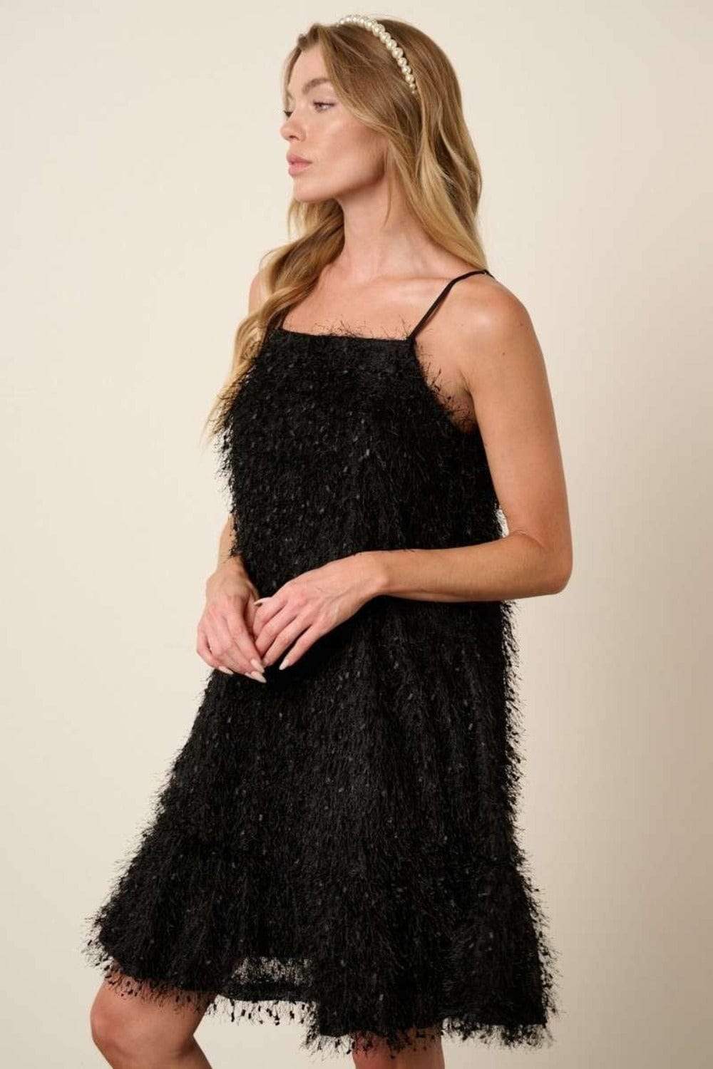 Mittoshop Feather Ruffle Hem Mini Cami Dress - Trendsi - Flyclothing LLC