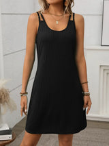 Texture Scoop Neck Double Spaghetti Strap Dress - Trendsi - Flyclothing LLC
