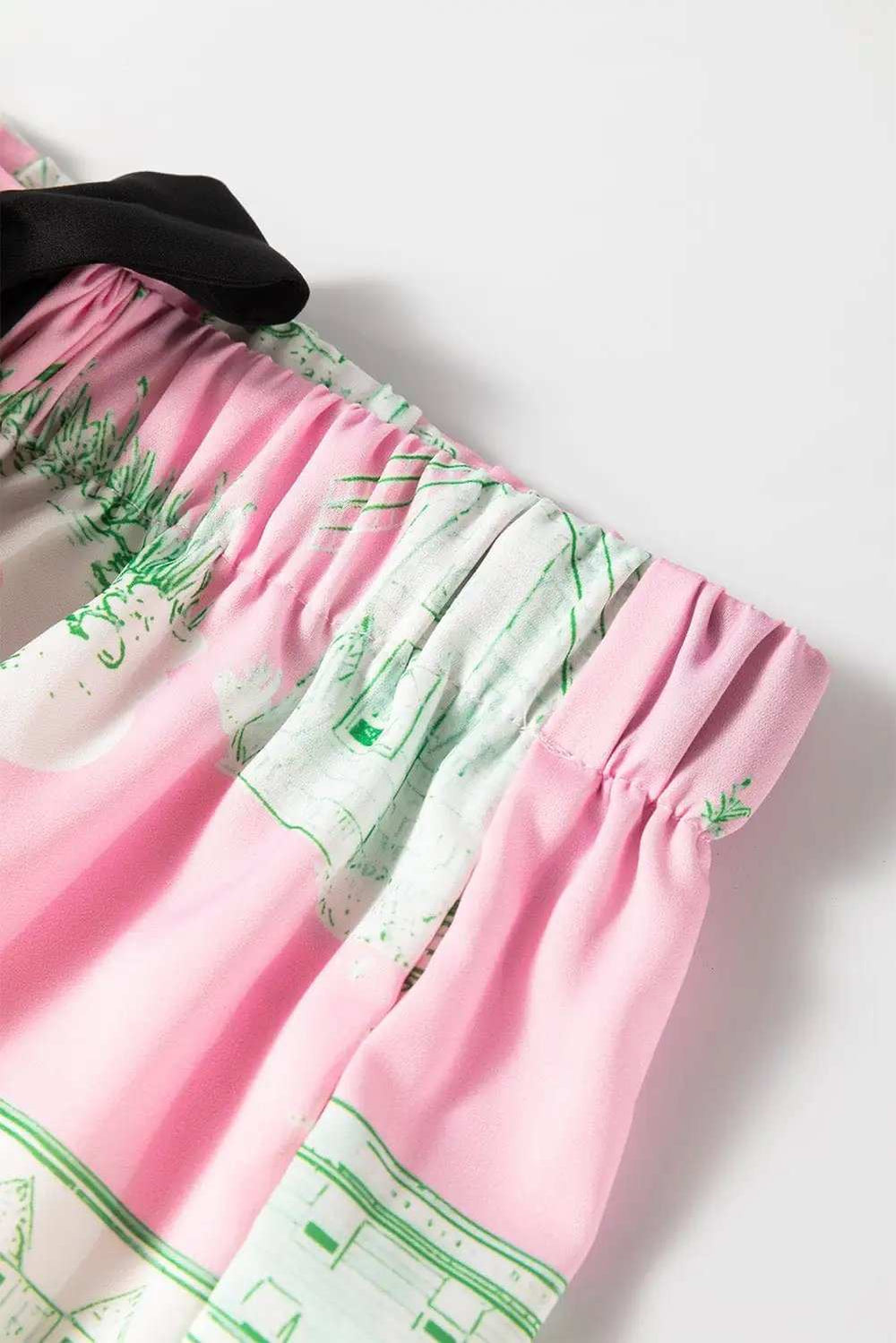 Collared Neck Printed Top and Drawstring Shorts Lounge Set - Trendsi - Flyclothing LLC