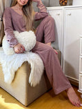 V-Neck Long Sleeve Top and Pants Set - Trendsi - Flyclothing LLC