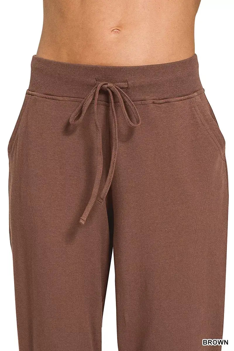 Zenana Drawstring Cotton Joggers with Pockets - Trendsi - Flyclothing LLC