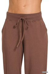 Zenana Drawstring Cotton Joggers with Pockets - Trendsi - Flyclothing LLC