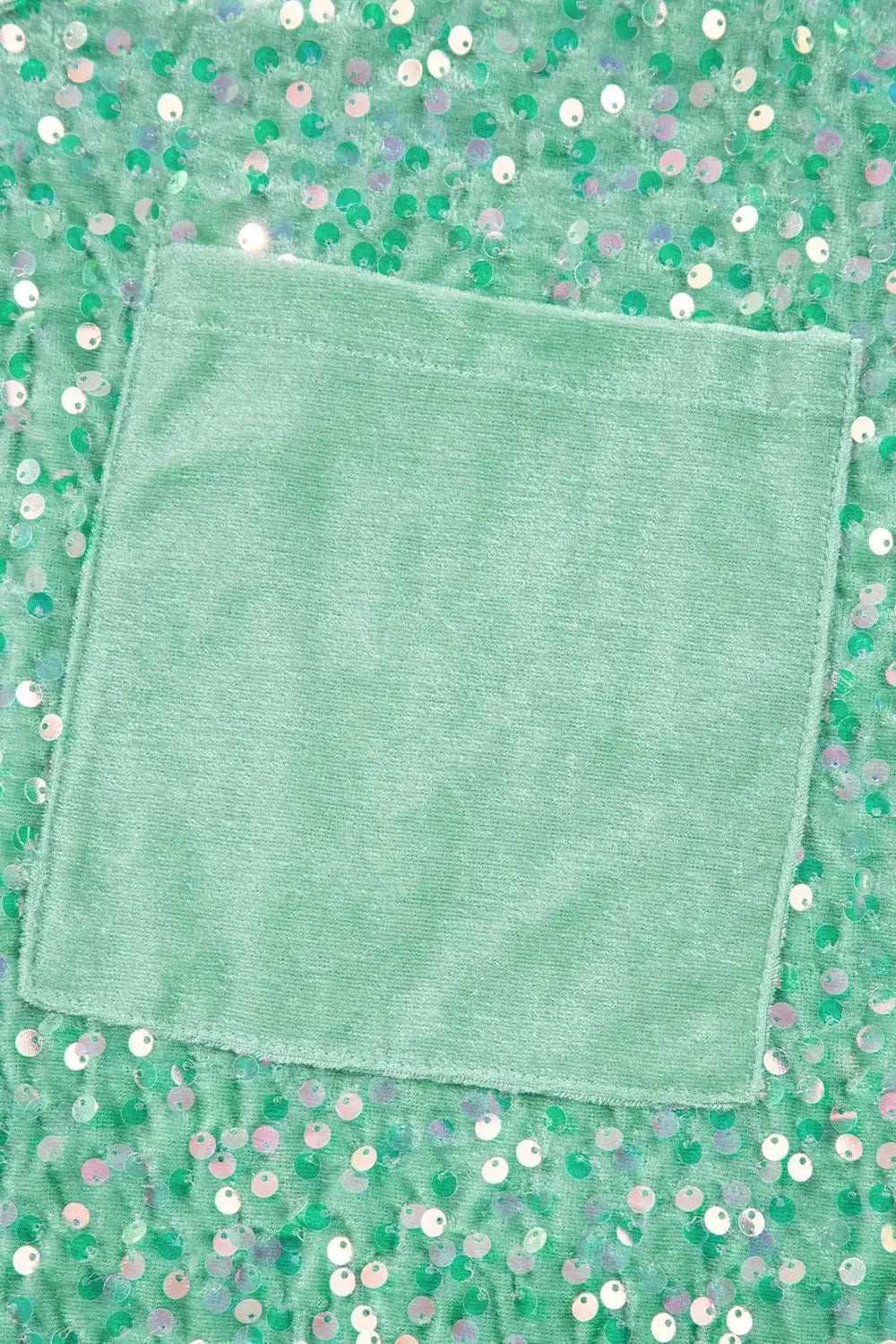 Layered Sequin V-Neck Half Sleeve Top - Trendsi - Flyclothing LLC