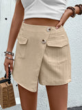 Pocketed High Waist Shorts with Zip - Trendsi