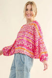 And The Why Cozy Textured Printed Casual Top - Trendsi