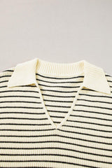 Striped Collared Neck Tank - Trendsi - Flyclothing LLC