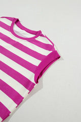 Stripe Cap Sleeve Pocketed Shift Tee Dress - Trendsi - Flyclothing LLC
