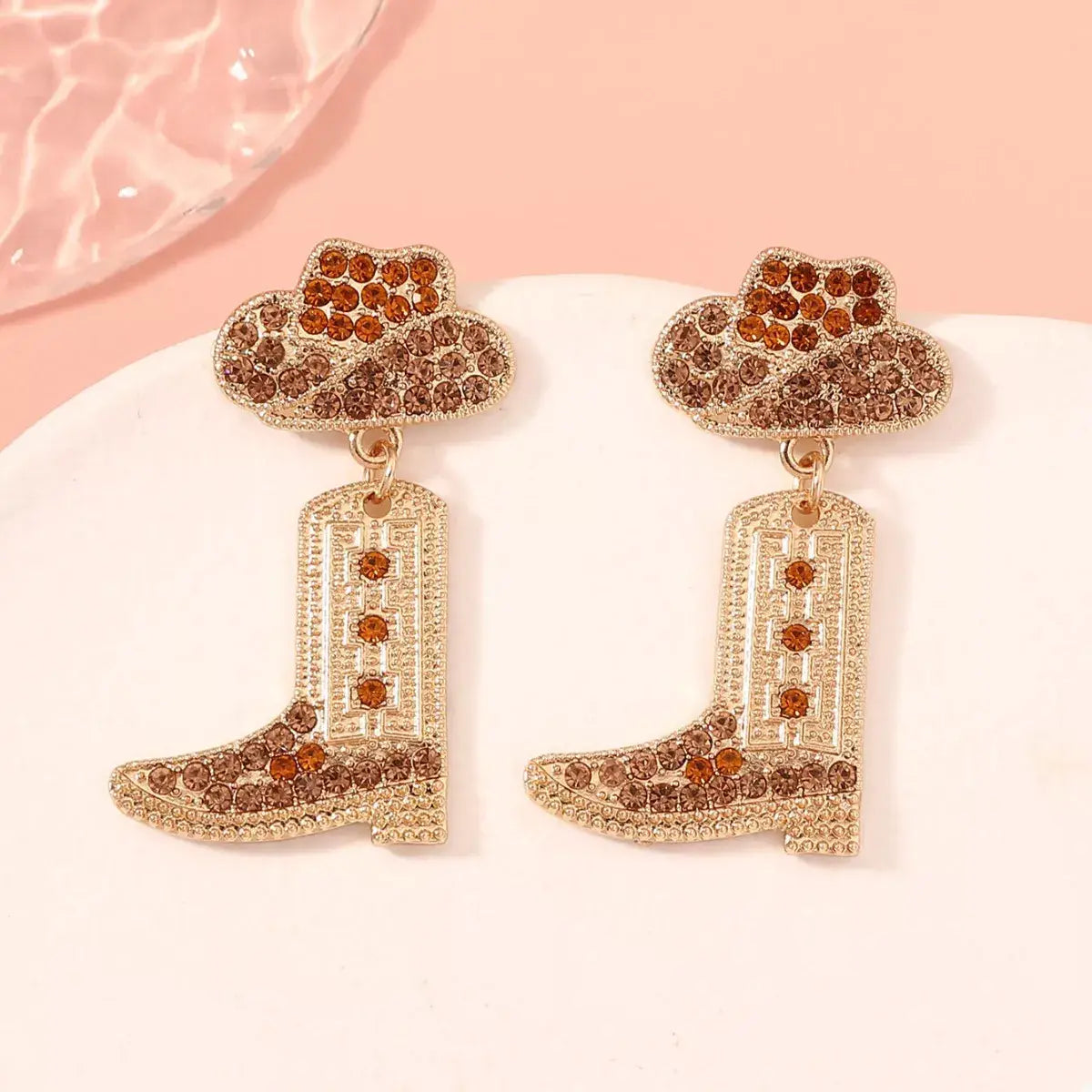Rhinestone Cowboy Boot Dangle Earrings - Trendsi - Flyclothing LLC
